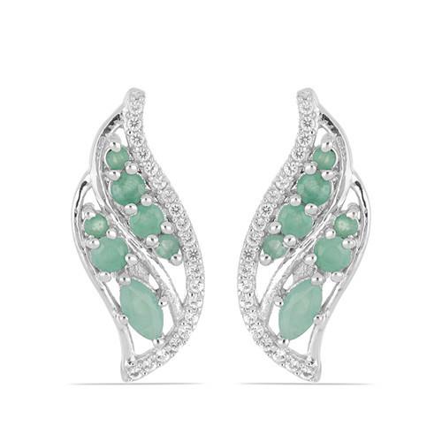 BUY NATURAL EMERALD GEMSTONE CLASSIC LEAF PENDANT IN 925 SILVER